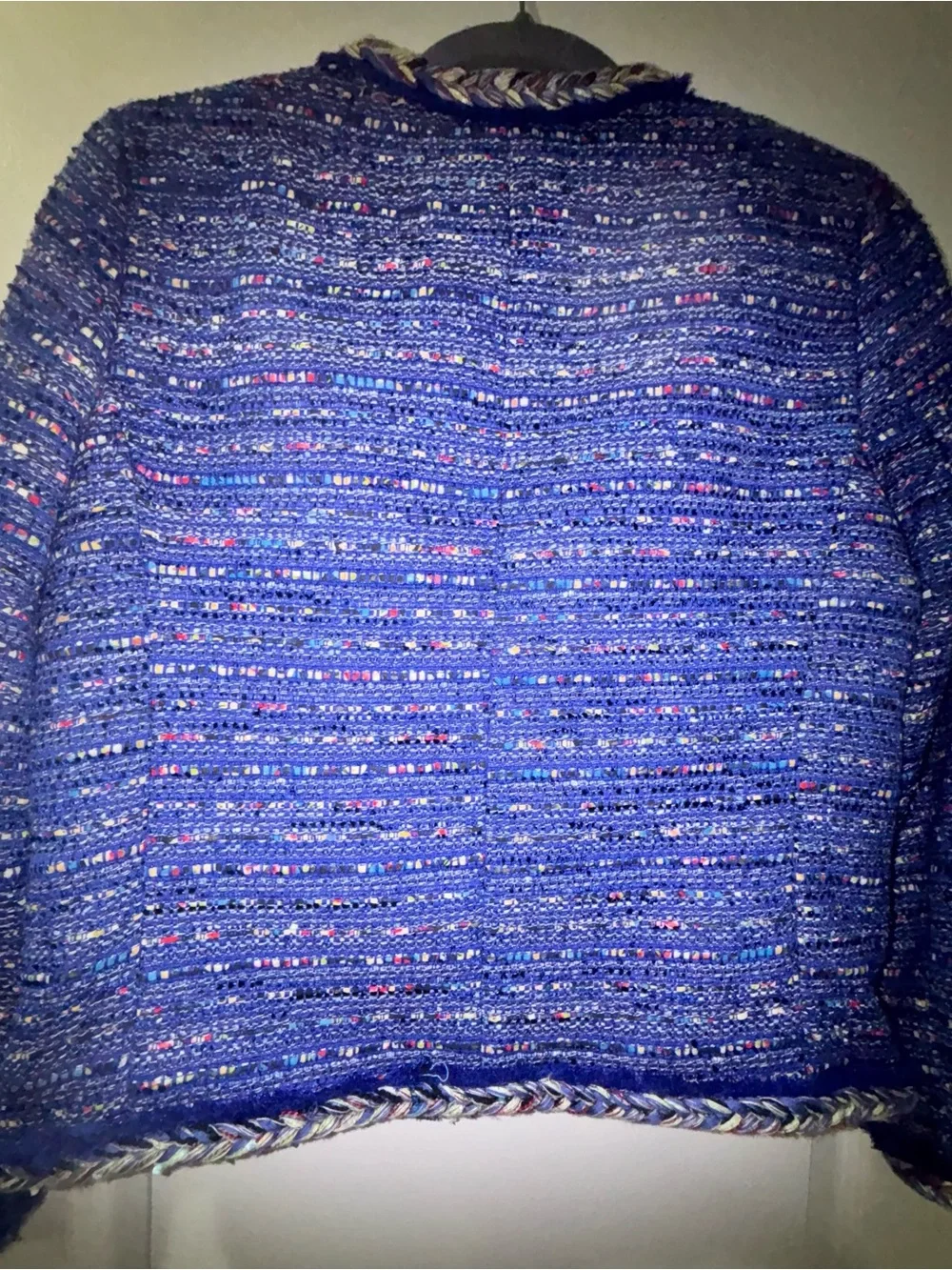 J. Crew Blue Tweed Braided-Trim Blazer